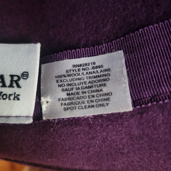 Betmar Cloche Bucket Purple 100% Felt Wool Bead Flower Hat Vintage Church Derby main image 7